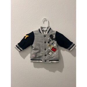 Disney Baby Mickey Mouse Varsity Jacket Grey Navy Original Mouseketeer 0-3M